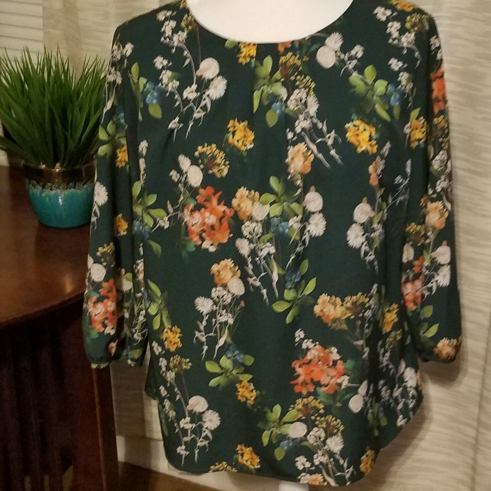 Talbots Petites Floral Print Blouse (A6)